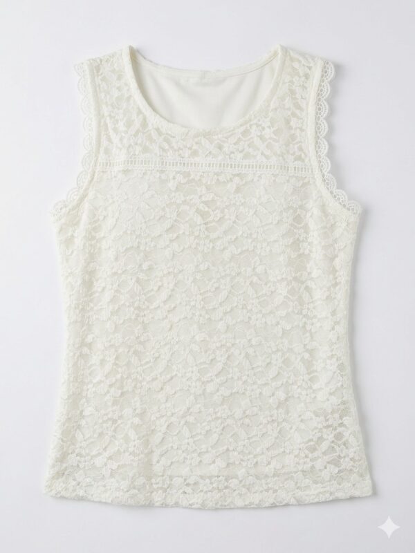 Blusa de Encaje Floral Con Espalda Descubierta y Lazo Satinado