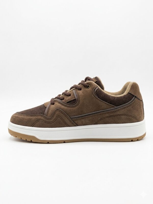 Tenis de Piel Mixta "Tech-Suede" - Marrón Chocolate y Gris