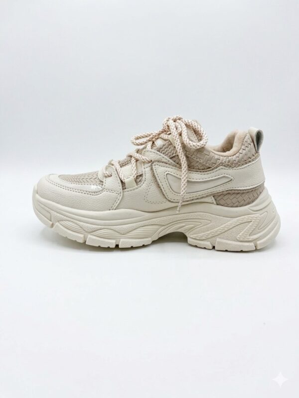 Zapatillas Urbanas "Chunky" con Textura Entretejida - Crema