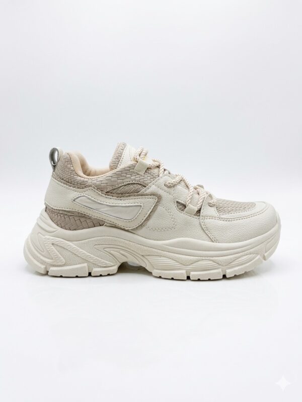 Zapatillas Urbanas "Chunky" con Textura Entretejida - Crema