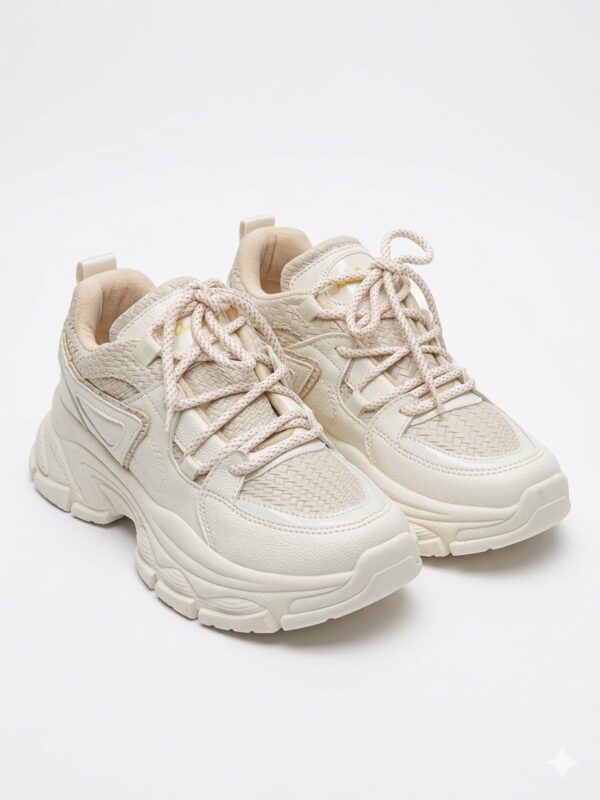 Zapatillas Urbanas "Chunky" con Textura Entretejida - Crema
