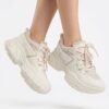 Zapatillas Urbanas "Chunky" con Textura Entretejida - Crema