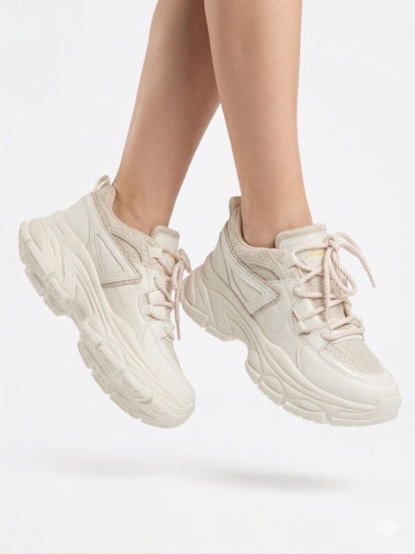 Zapatillas Urbanas "Chunky" con Textura Entretejida - Crema