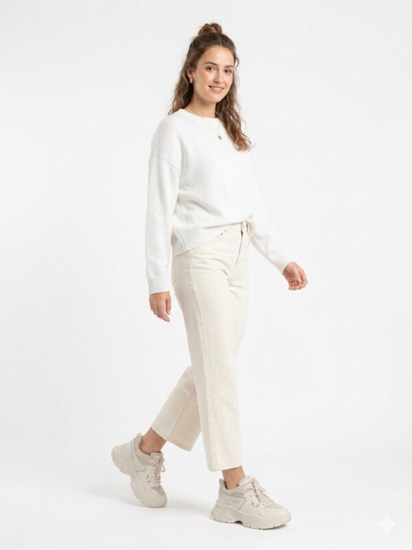 Zapatillas Urbanas "Chunky" con Textura Entretejida - Crema