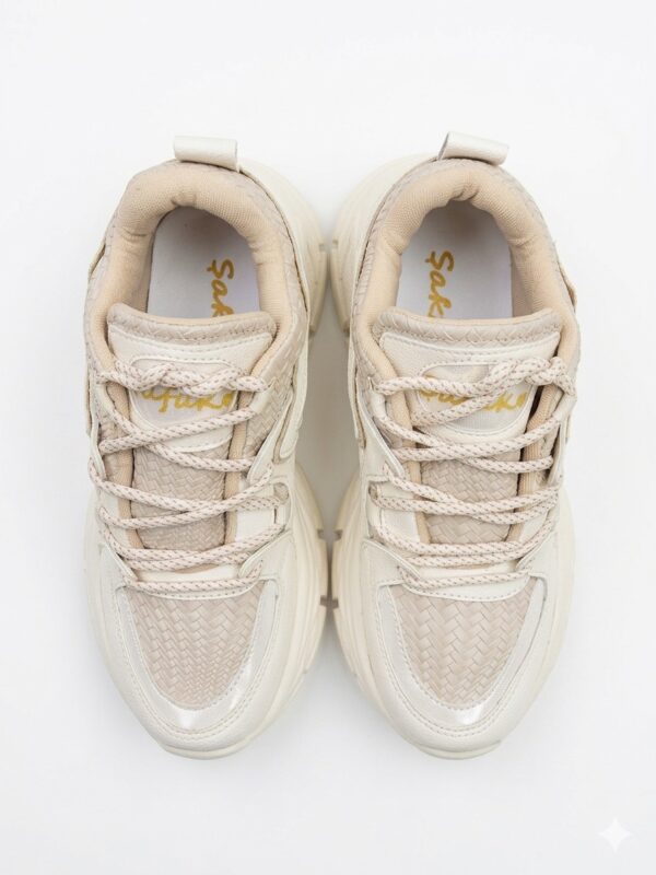 Zapatillas Urbanas "Chunky" con Textura Entretejida - Crema