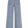 7718C9CE-7D64-48FD-B6D6-BE9F62854336 Jeans de pernera ancha con cinturón de lazo en azul claro lavado