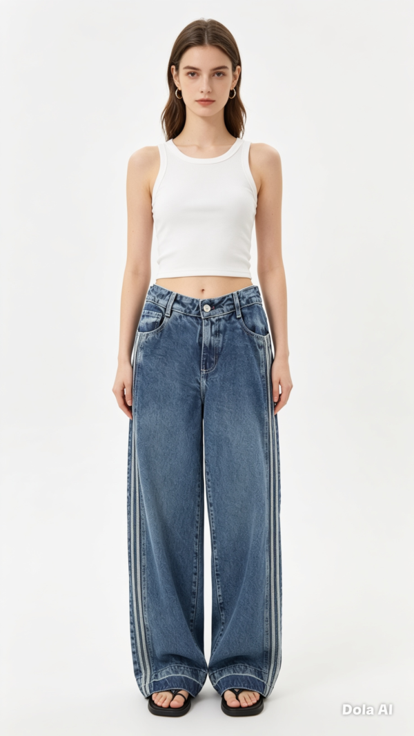289BCC62-3C9C-48B2-8C4E-14FC867682D9 Jean Wide Leg con Rayas Laterales – Azul Medio