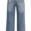 41851651-002F-4476-A093-1501C5975053 Jean Wide Leg con Cinturón de Encaje y Detalles Distressed