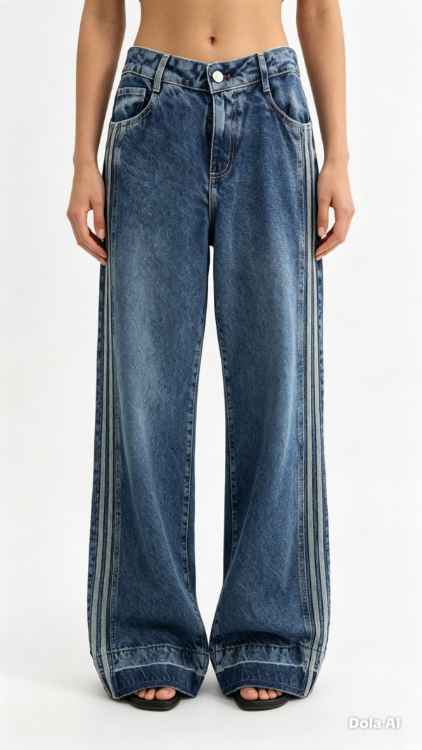 494B06E0-6CC8-455D-BC86-01C5658336EA Jean Wide Leg con Rayas Laterales – Azul Medio
