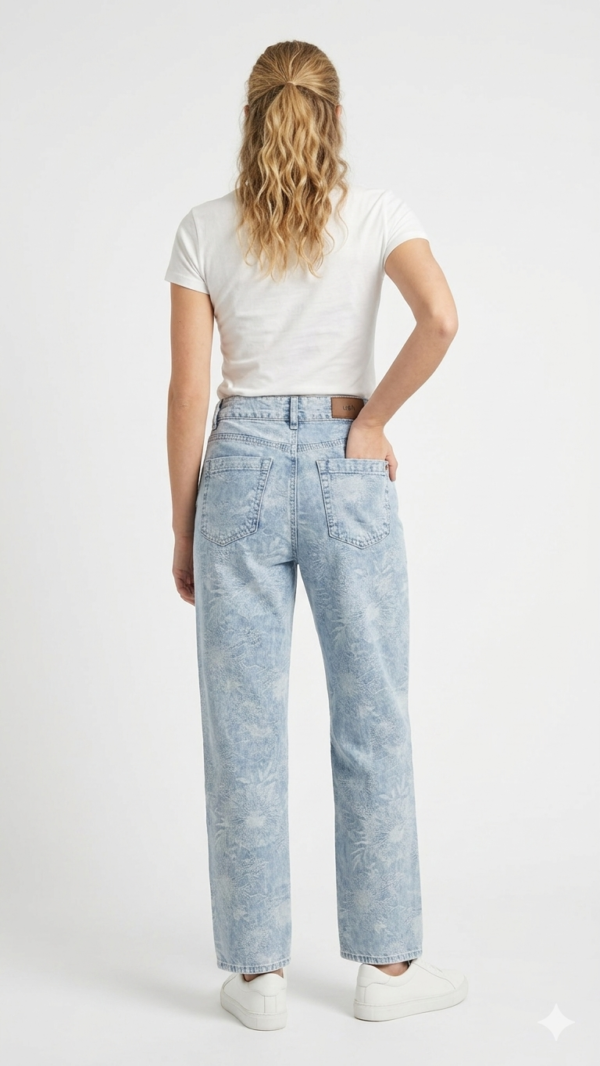 IMG_2622 Jean Straight Ushuaia Floral – Denim Celeste Ácido